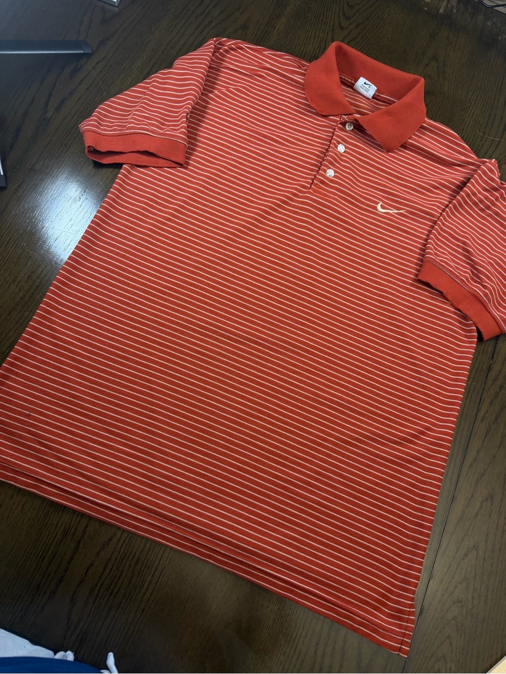 90’s Vintage Nike Men’s Orange Striped Polo Shirt